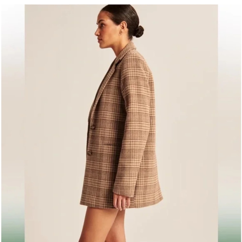 Abercrombie & Fitch Heavyweight Plaid Wool-Blend Blazer Coat Size small - Picture 3 of 11